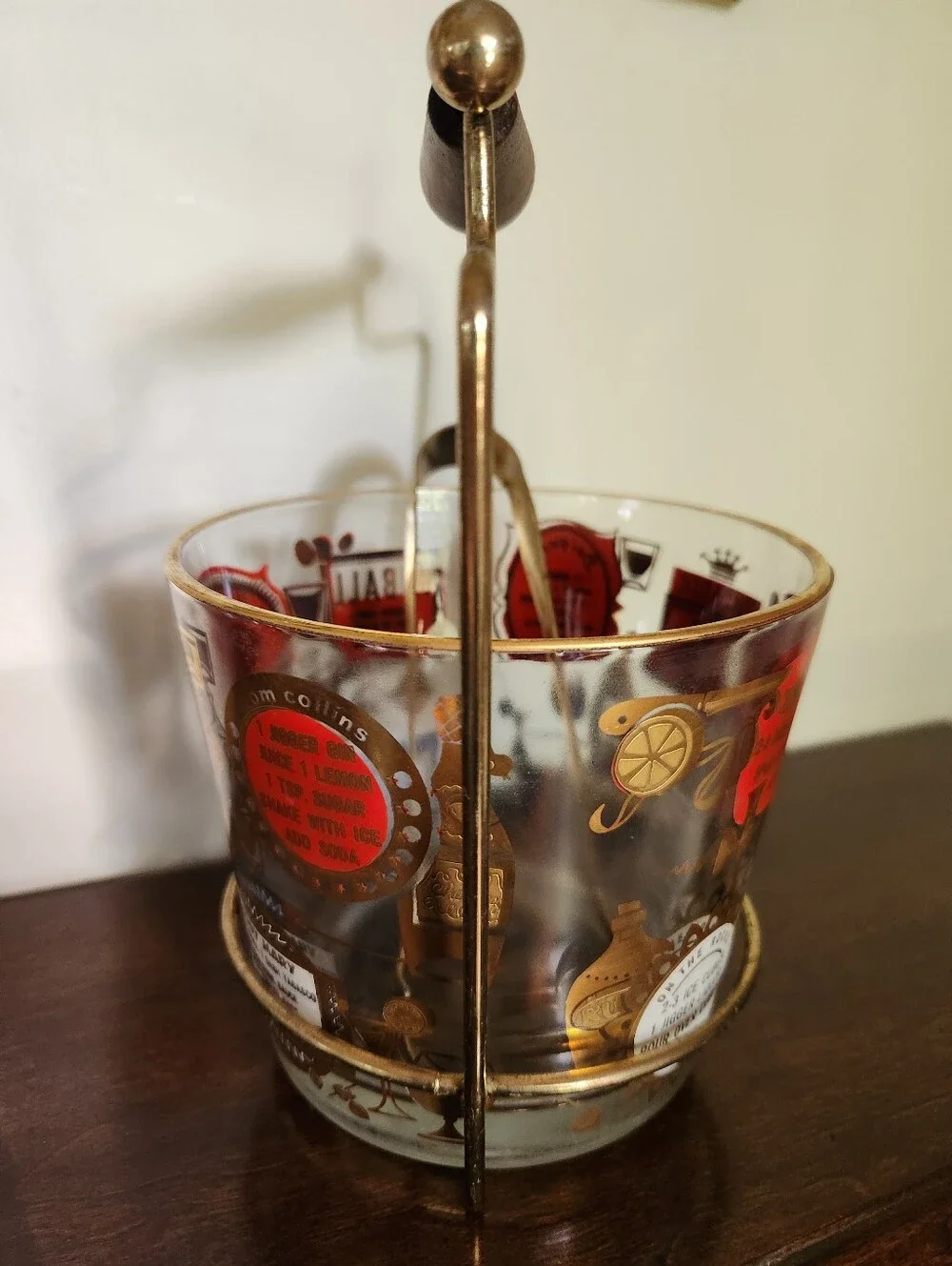 Mid-Century Jeanette Glass Bacardi Cocktail Recipe Ice Bucket